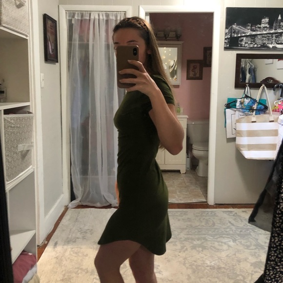 Army green tshirt dress - Picture 2 of 4
